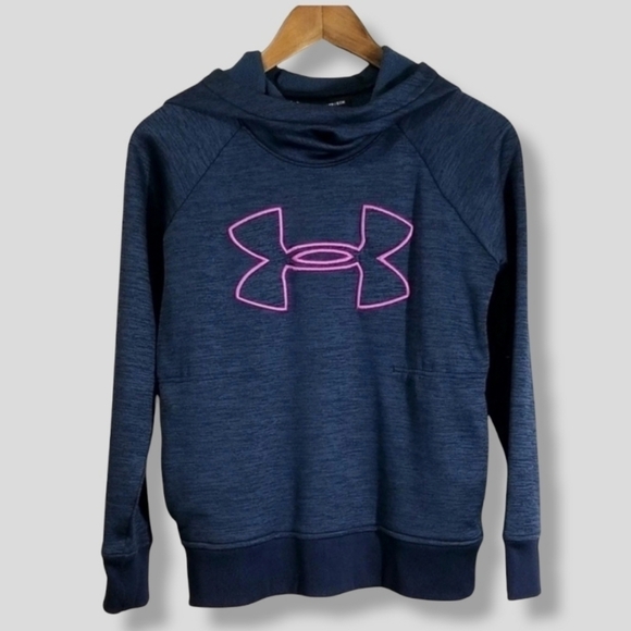 Under Armour Tops - Under Armour Ladies Hoodie Size XS Blue/Pink Coldgear Loose Fit